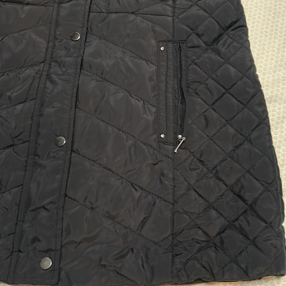 Weatherproof Quilted Puffer Long Vest Pockets with Zipper Black Size L, NWT - Picture 2 of 5